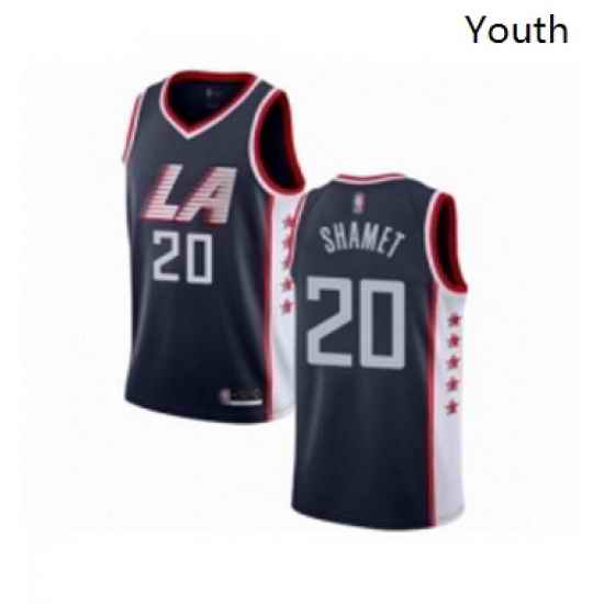 Youth Los Angeles Clippers 20 Landry Shamet Swingman Navy Blue Basketball Jersey City Edition